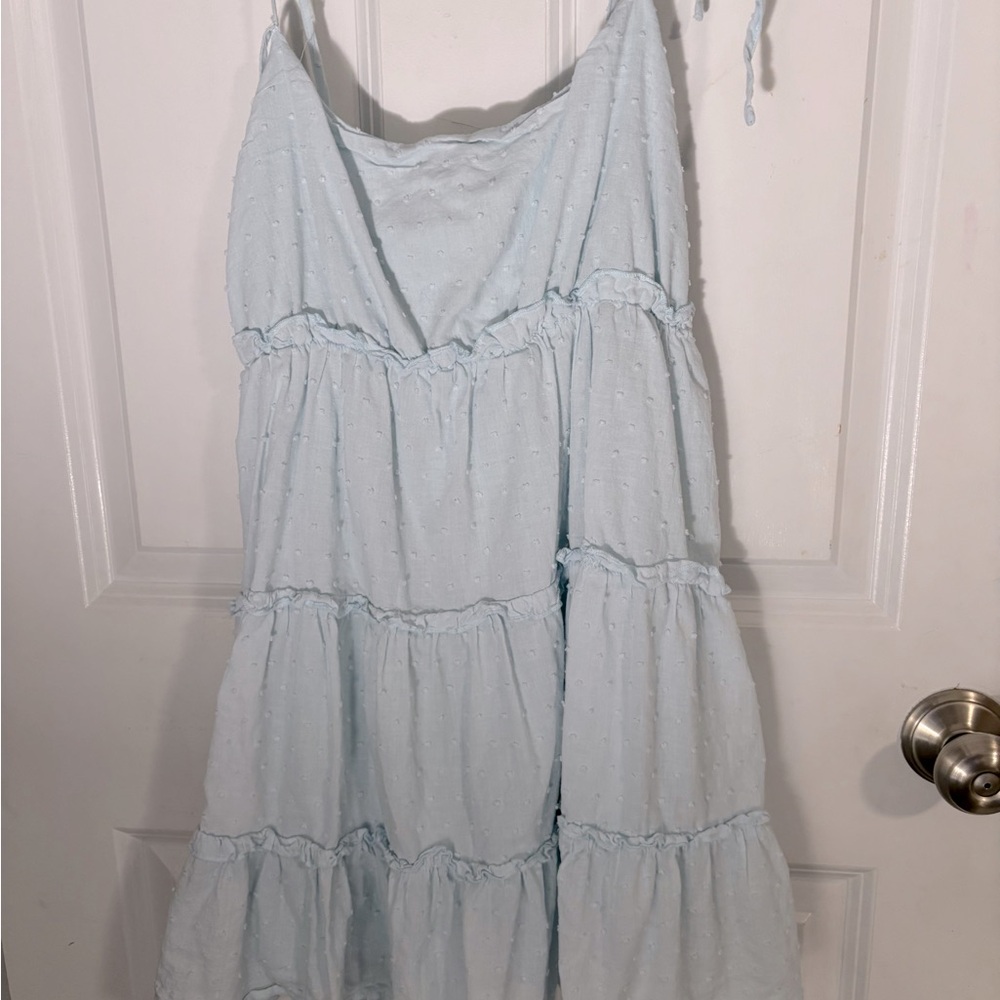Blue flowy mini dress. Size S
